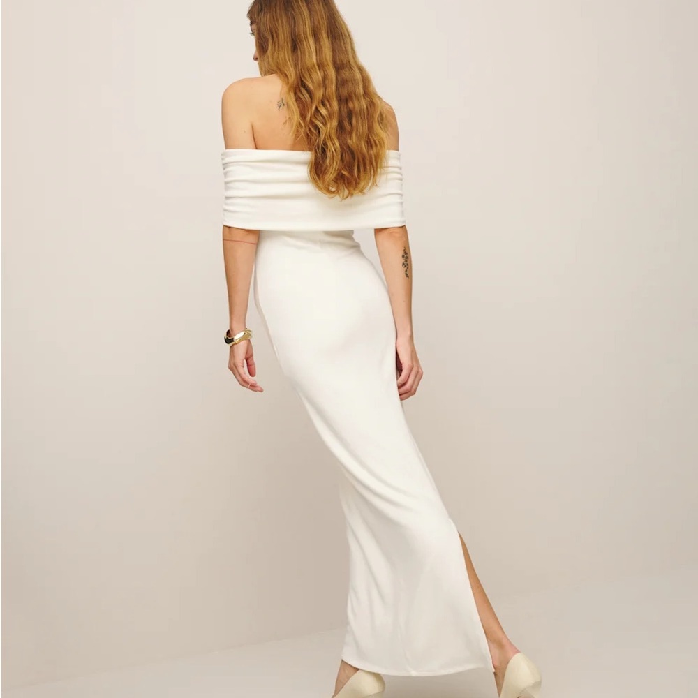 Reformation Strapless Cream Knit Dress - Picture 2 of 4